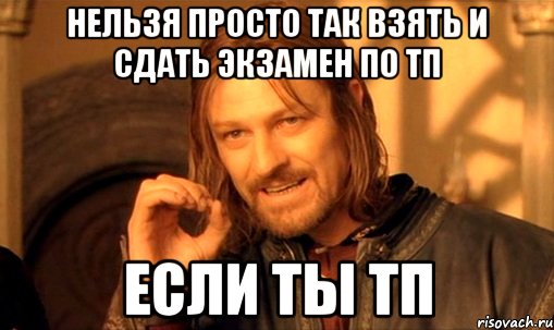 нельзя просто так взять и сдать экзамен по ТП Если ты ТП, Мем Нельзя просто так взять и (Боромир мем)