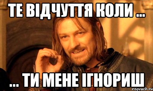 Те відчуття коли ... ... ти мене ігнориш, Мем Нельзя просто так взять и (Боромир мем)