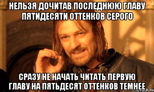 нельзя дочитав последнюю главу пятидесяти оттенков серого сразу не начать читать первую главу на пятьдесят оттенков темнее, Мем Нельзя просто так взять и (Боромир мем)