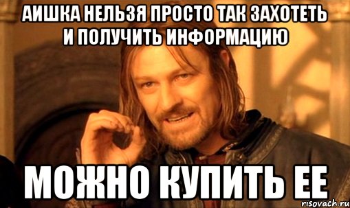 Аишка нельзя просто так захотеть и получить информацию Можно купить ее, Мем Нельзя просто так взять и (Боромир мем)