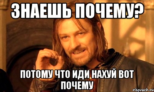 знаешь почему? потому что иди нахуй вот почему, Мем Нельзя просто так взять и (Боромир мем)