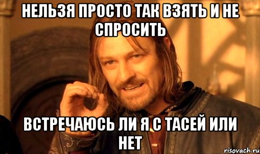 нельзя просто так взять и не спросить встречаюсь ли я с Тасей или нет, Мем Нельзя просто так взять и (Боромир мем)