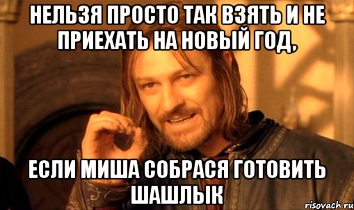 нельзя просто так взять и не приехать на новый год, если Миша собрася готовить шашлык, Мем Нельзя просто так взять и (Боромир мем)