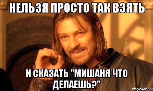 Нельзя просто так взять и сказать "Мишаня что делаешь?", Мем Нельзя просто так взять и (Боромир мем)