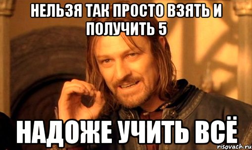 Нельзя так просто взять и получить 5 надоже учить всё, Мем Нельзя просто так взять и (Боромир мем)