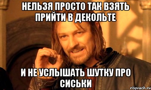 Нельзя просто так взять прийти в декольте и не услышать шутку про сиськи, Мем Нельзя просто так взять и (Боромир мем)