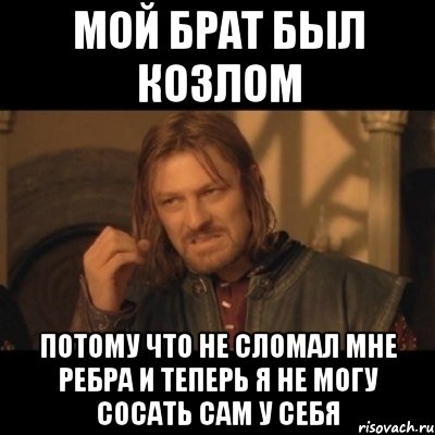 мой брат был козлом потому что не сломал мне ребра и теперь я не могу сосать сам у себя, Мем Нельзя просто взять