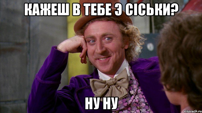 Кажеш в тебе э сіськи? Ну ну, Мем Ну давай расскажи (Вилли Вонка)