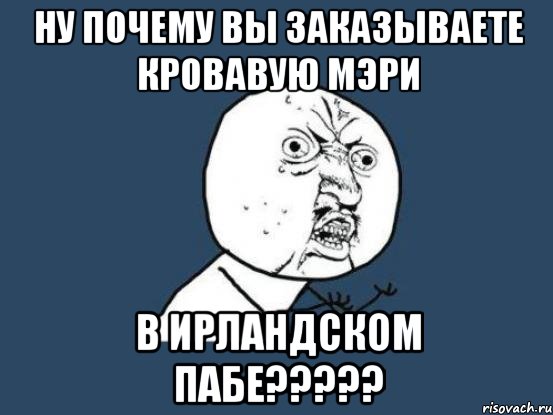 НУ ПОЧЕМУ ВЫ ЗАКАЗЫВАЕТЕ КРОВАВУЮ МЭРИ в ИРЛАНДСКОМ ПАБЕ?????, Мем Ну почему