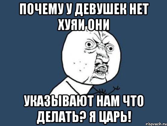 Почему у девушек нет хуяи они указывают нам что делать? Я ЦАРЬ!, Мем Ну почему