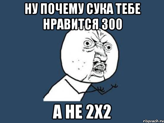 НУ почему сука тебе нравится 300 а не 2х2, Мем Ну почему