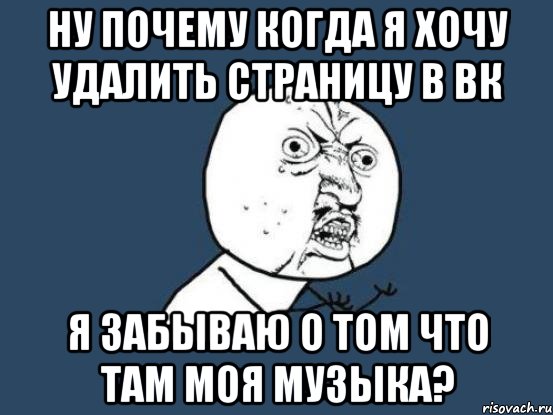 Ну почему когда я хочу удалить страницу в вк я забываю о том что там моя музыка?, Мем Ну почему