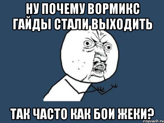 ну почему вормикс гайды стали выходить так часто как бои жеки?, Мем Ну почему