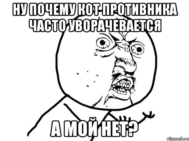 ну почему кот противника часто уворачевается а мой нет?, Мем Ну почему (белый фон)