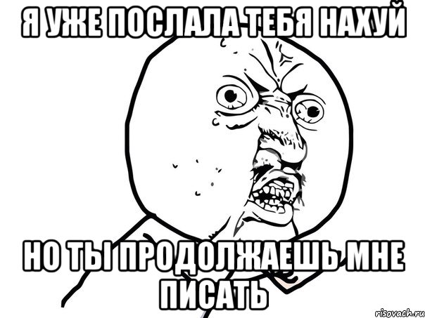 Я уже послала тебя нахуй но ты продолжаешь мне писать, Мем Ну почему (белый фон)