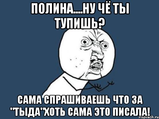 Полина....ну чё ты тупишь? Сама спрашиваешь что за "тыда"хоть сама это писала!, Мем Ну почему