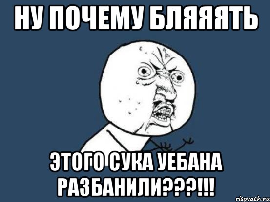 НУ ПОЧЕМУ БЛЯЯЯТЬ ЭТОГО СУКА УЕБАНА РАЗБАНИЛИ???!!!, Мем Ну почему