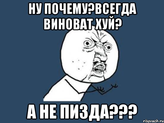 НУ ПОЧЕМУ?ВСЕГДА ВИНОВАТ ХУЙ? А НЕ ПИЗДА???, Мем Ну почему