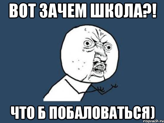 ВОТ ЗАЧЕМ ШКОЛА?! ЧТО Б ПОБАЛОВАТЬСЯ), Мем Ну почему