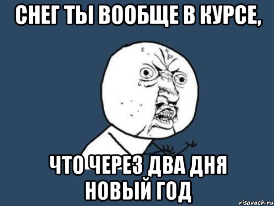 Снег ты вообще в курсе, что через два дня новый год, Мем Ну почему