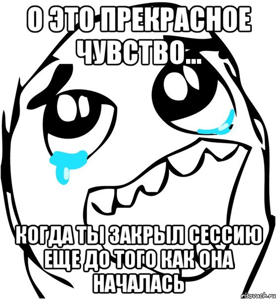 о это прекрасное чувство... когда ты закрыл сессию еще до того как она началась, Мем  Плачет от радости