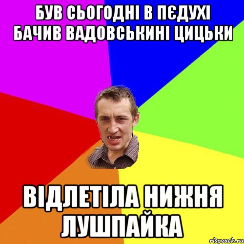 Був сьогодні в пєдухі бачив Вадовськині цицьки відлетіла нижня лушпайка, Мем Чоткий паца