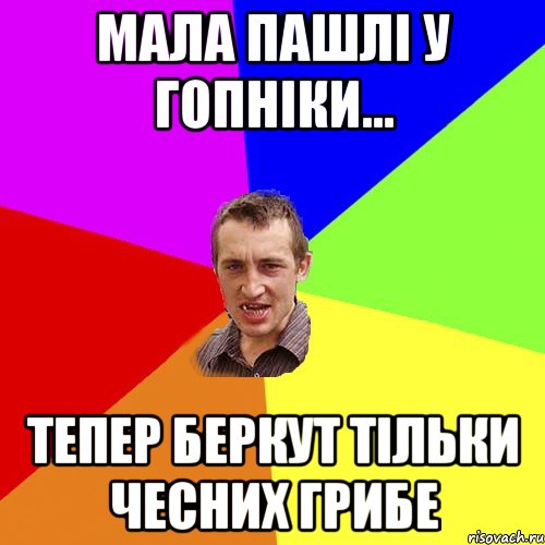 МАЛА ПАШЛІ У ГОПНІКИ... ТЕПЕР БЕРКУТ ТІЛЬКИ ЧЕСНИХ ГРИБЕ, Мем Чоткий паца