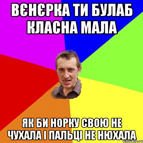 Вєнєрка ти булаб класна мала як би норку свою не чухала і пальці не нюхала, Мем Чоткий паца