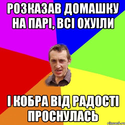 РОзказав домашку на парі, всі охуіли і кобра від радості проснулась, Мем Чоткий паца