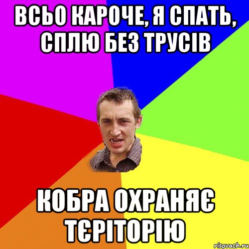 всьо кароче, я спать, сплю без трусів кобра охраняє тєріторію, Мем Чоткий паца