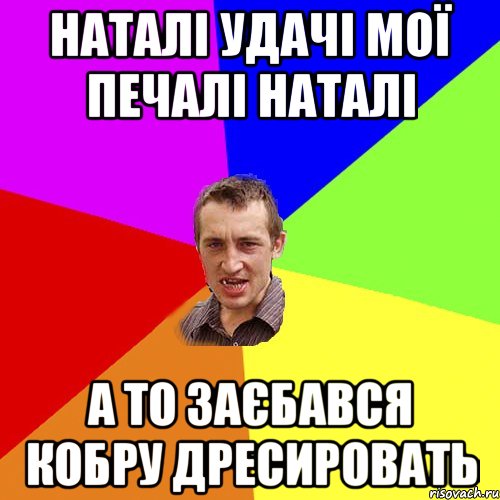 Наталі удачі мої печалі Наталі а то заєбався кобру дресировать, Мем Чоткий паца