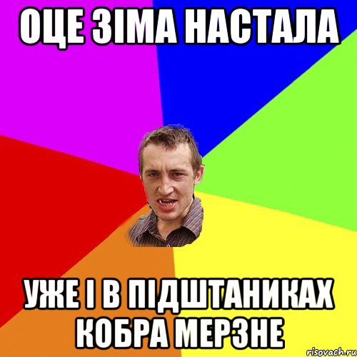 оце зіма настала уже і в підштаниках кобра мерзне, Мем Чоткий паца