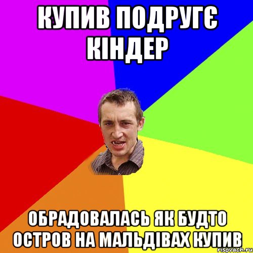 купив подругє кiндер обрадовалась як будто остров на мальдiвах купив, Мем Чоткий паца