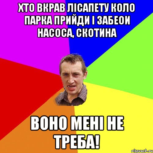 ХТО ВКРАВ ЛІСАПЕТУ КОЛО ПАРКА ПРИЙДИ І ЗАБЕОИ НАСОСА, СКОТИНА ВОНО МЕНІ НЕ ТРЕБА!, Мем Чоткий паца