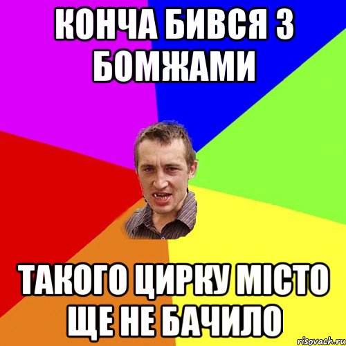 Конча бився з бомжами такого цирку місто ще не бачило, Мем Чоткий паца