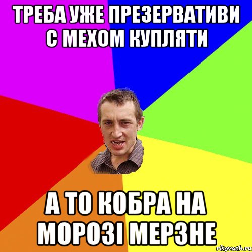 Треба уже презервативи с мехом купляти А то кобра на морозі мерзне, Мем Чоткий паца