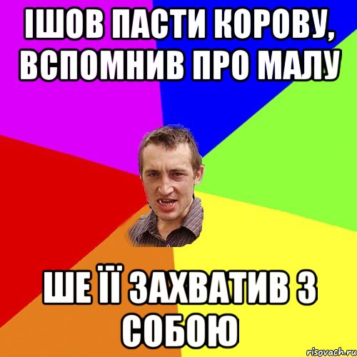 ішов пасти корову, вспомнив про малу ше її захватив з собою, Мем Чоткий паца