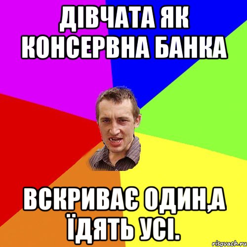 дівчата як консервна банка вскриває один,а їдять усі., Мем Чоткий паца