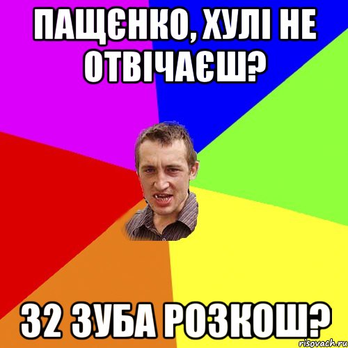 пащєнко, хулі не отвічаєш? 32 зуба розкош?, Мем Чоткий паца