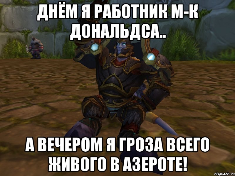 Днём я РАботник М-к Дональдса.. А Вечером я Гроза всего Живого в Азероте!, Мем паладин