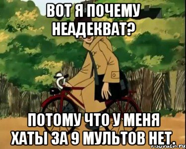 Вот я почему неадекват? Потому что у меня хаты за 9 мультов нет.