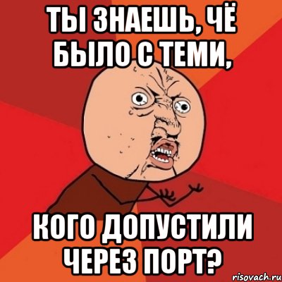 Ты знаешь, чё было с теми, кого допустили через порт?, Мем Почему