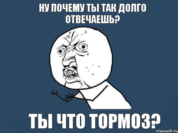 ну почему ты так долго отвечаешь? ты что тормоз?, Мем  почему мем