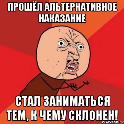 прошёл альтернативное наказание стал заниматься тем, к чему склонен!, Мем Почему