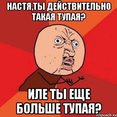 Настя,Ты действительно такая тупая? иле ты еще больше тупая?, Мем Почему