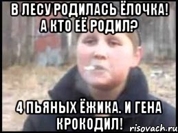 В лесу родилась ёлочка! А кто её родил? 4 Пьяных Ёжика. И Гена Крокодил!