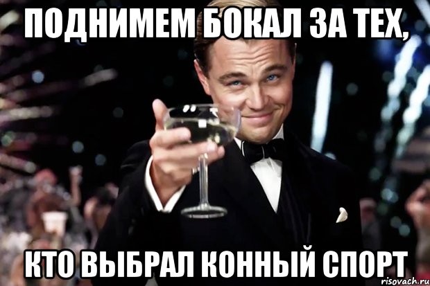 Поднимем бокал за тех, кто выбрал конный спорт, Мем Великий Гэтсби (бокал за тех)