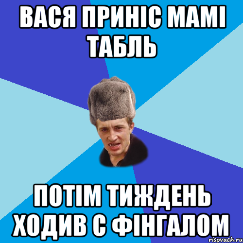 Вася приніс мамі табль потім тиждень ходив с Фінгалом, Мем Празднчний паца