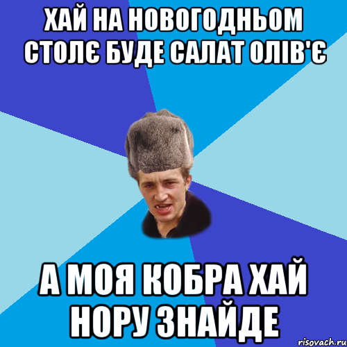 хай на новогодньом столє буде салат олів'є а моя кобра хай нору знайде