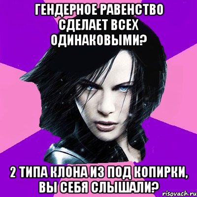 ГЕНДЕРНОЕ РАВЕНСТВО СДЕЛАЕТ ВСЕХ ОДИНАКОВЫМИ? 2 ТИПА КЛОНА ИЗ ПОД КОПИРКИ, ВЫ СЕБЯ СЛЫШАЛИ?, Мем Типичная феминистка